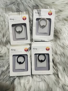 4 Universal Ring Stand Kickstand Holder, Silver & Black, 360° Rotation